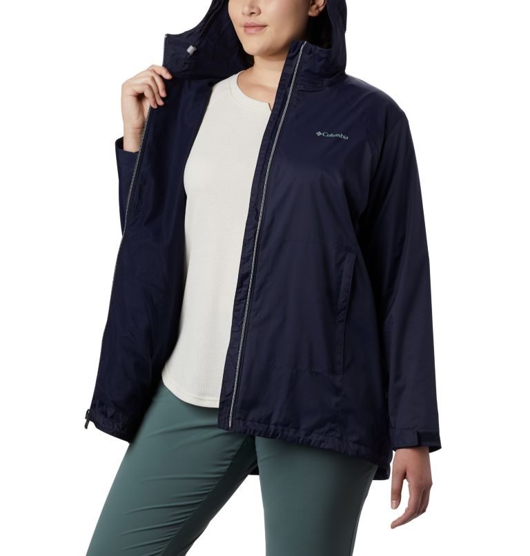 Women's Columbia Switchback Lined Long Jackets Navy | Plus Size CA-KCL15